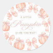 Sticker en Baby shower Citrouille Pink Bow (Devant)