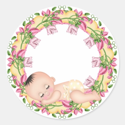 Sticker en Baby shower jaune et rose (Devant)