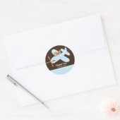 Sticker en Baby shower Merci d'avion bleu (Enveloppe)