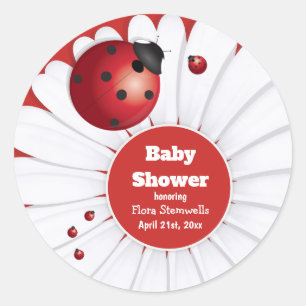 Sticker en Baby shower noir rouge Ladybug