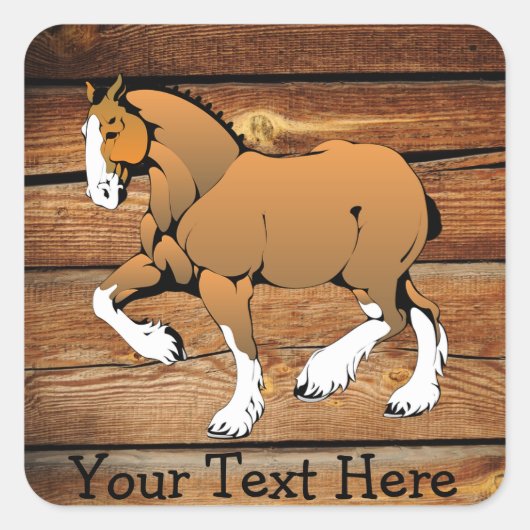 Sticker en bois rustique Clydesdale Horse (Devant)