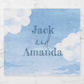 Sticker en bouteille Mariage ciel bleu clair & Éti (Étiquettes simples)