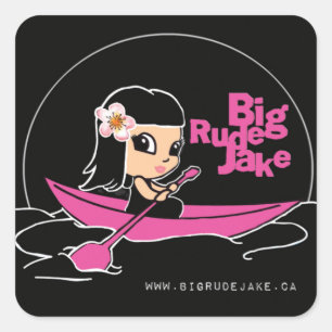 Sticker en canoë rose Gros Rude Jake