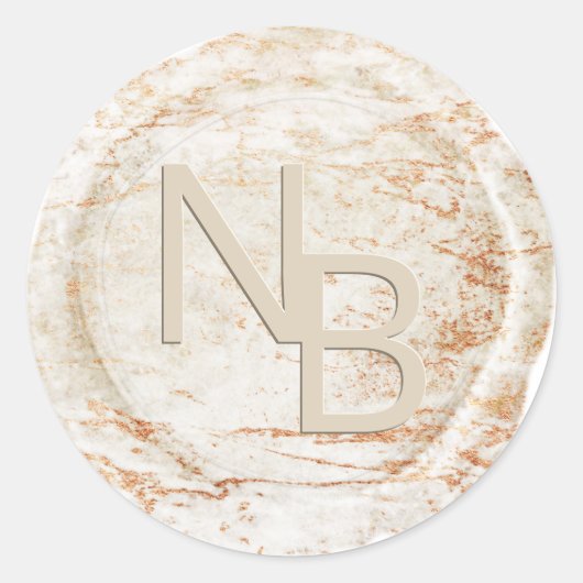 Sticker en cire monogramme en marbre moderne (Devant)
