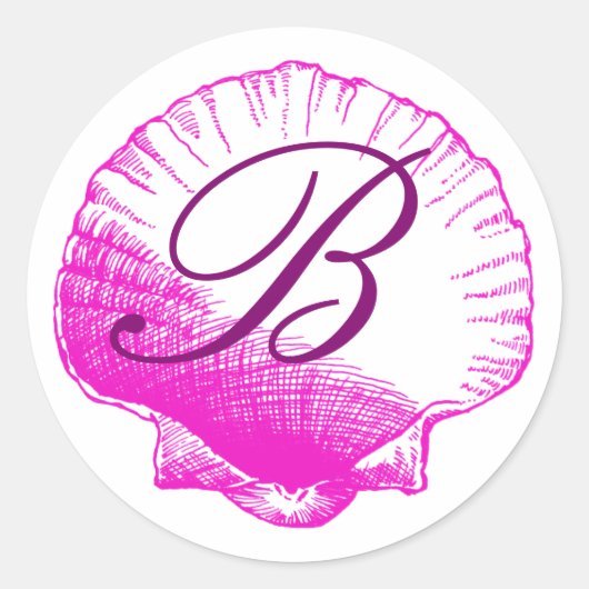 Sticker en coquille de mer monogramme Fuscia (Devant)