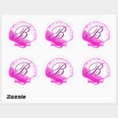 Sticker en coquille de mer monogramme Fuscia (Feuille)