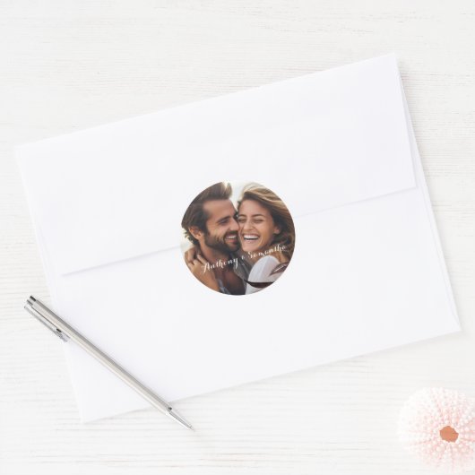 Sticker en couple Mariage rond (Enveloppe)