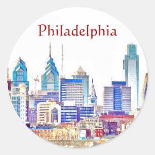 Sticker en croquis couleur Philadelphie