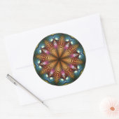Sticker en étoile fractale Aqua Golden Mandala (Enveloppe)