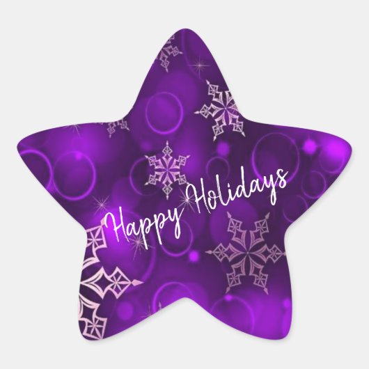 Sticker en étoile violet Snowflakes Joyeux (Devant)
