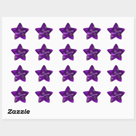 Sticker en étoile violet Snowflakes Joyeux (Feuille)