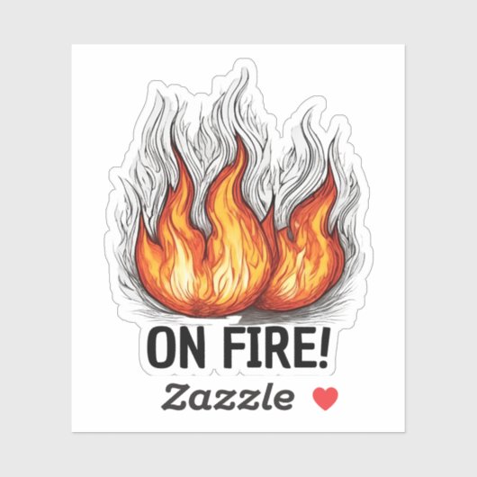 Sticker En feu ! Résiste à l'eau (Feuille)