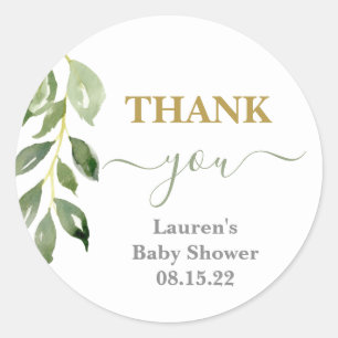 Sticker en feuille de verdure Baby shower classiqu