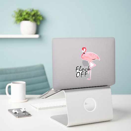 Sticker en Flamant rose rose (Ordinateur portable sur le bureau)
