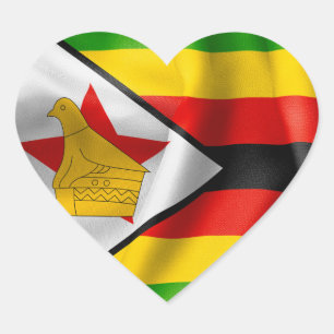 Sticker en forme de coeur du drapeau du Zimbabwe