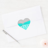 Sticker en forme de coeur en forme d'Aqua, Grey et (Enveloppe)