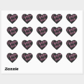 Sticker en forme de coeur noir Pink Script Lettrag (Feuille)