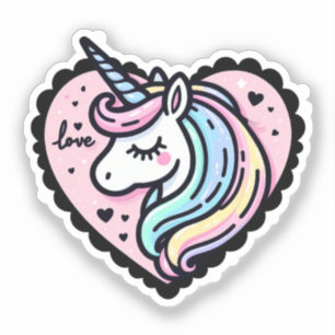 Sticker en forme de coeur rose mignon Pastel Unico