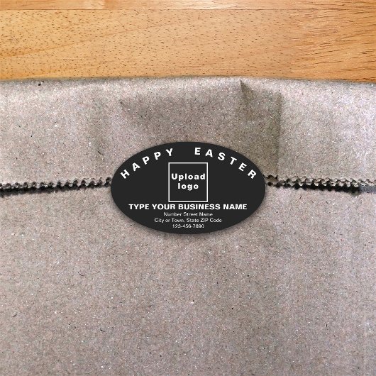 Sticker en forme ovale de Pâques Noir