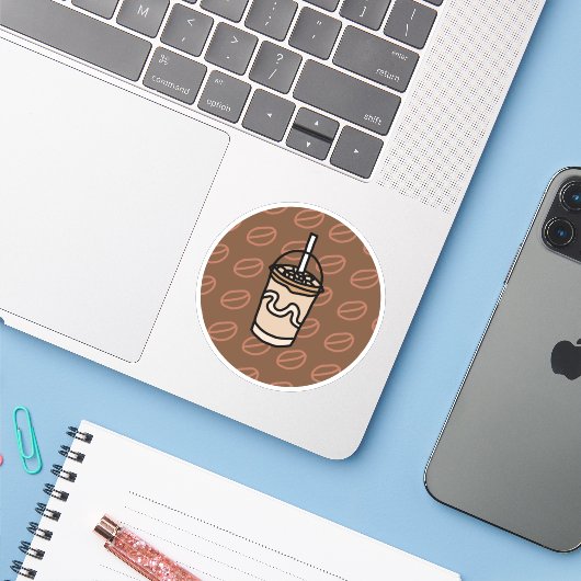 Sticker en latte glacée jonction Java (Ordinateur portable avec iPhone)