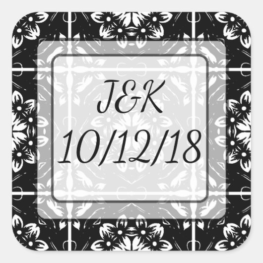 Sticker en mandala personnalisé noir et blanc (Devant)