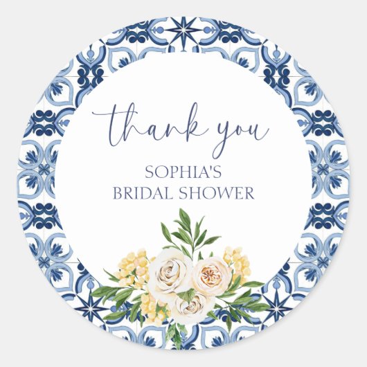 Sticker en Mariage citron bleu italien carrelage (Devant)