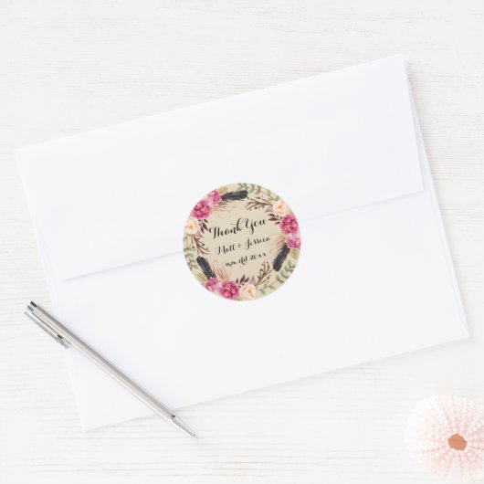 Sticker en Mariage de Boho Floral Rustique (Enveloppe)
