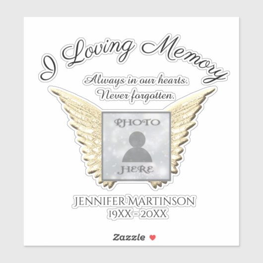 Sticker En mémoire d'amour pour toujours dans nos coeurs (Feuille)