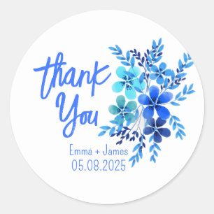 Sticker en Merci bleu aquarelle