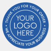 Sticker en Merci bleu personnalisé avec logo (Devant)