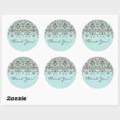 Sticker en Merci Damask Brown & Turquoise (Feuille)