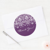 Sticker en Merci damassé blanc et violet (Enveloppe)