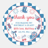 Sticker en Merci d'anniversaire 4 juillet feux d'a (Devant)