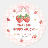 Sticker en Merci d'anniversaire En vichy fraise ro (Devant)