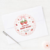 Sticker en Merci d'anniversaire En vichy fraise ro (Enveloppe)