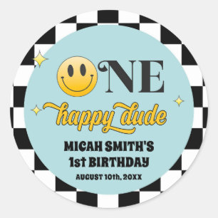 Sticker en Merci d'anniversaire Retro One Happy Du