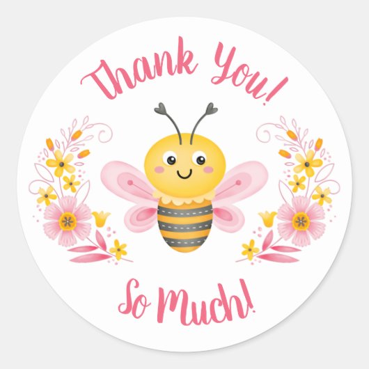 Sticker en Merci de Baby shower d'abeille mignonne (Devant)