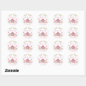 Sticker en Merci de Baby shower de ferme rose fill (Feuille)