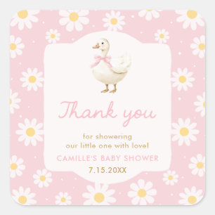 Sticker en Merci de Baby shower de fille d'oie sot