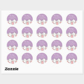 Sticker en Merci de Baby shower de ruban rose viol (Feuille)