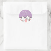 Sticker en Merci de Baby shower de ruban rose viol (Sac)