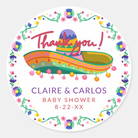 Sticker en Merci de Baby shower Fiesta - Whimsical (Devant)