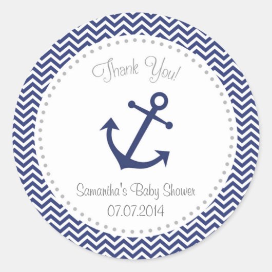 Sticker en Merci de Baby shower nautique (Devant)