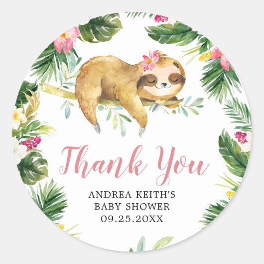 Sticker en Merci de Baby shower pour fentes tropic (Devant)