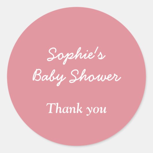 Sticker en Merci de Baby shower rose (Devant)