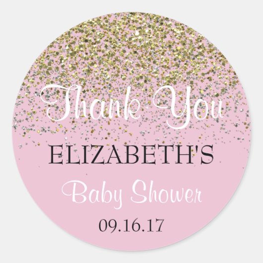 Sticker en Merci de Baby shower rose (Devant)
