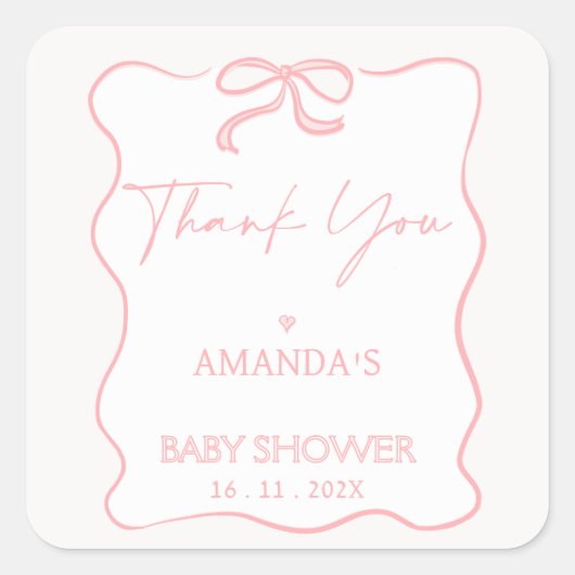 Sticker en Merci de Baby shower rose moderne pour  (Devant)