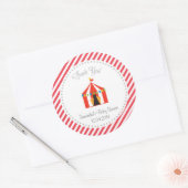 Sticker en Merci de Baby shower Tente Circus rouge (Enveloppe)