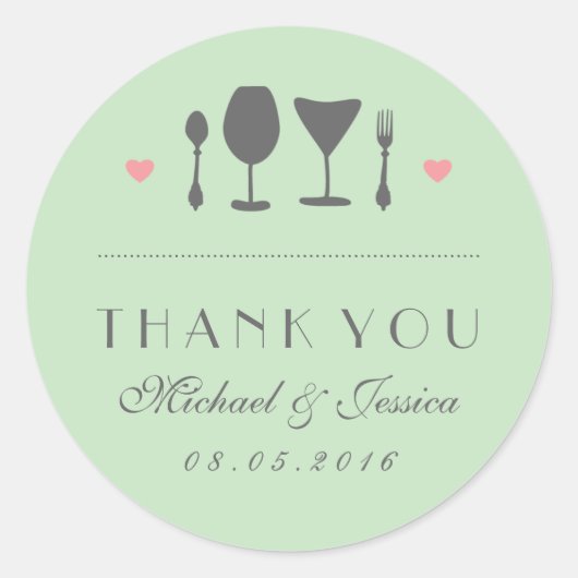 Sticker en Merci de Mariage de la cuillère à fourc (Devant)