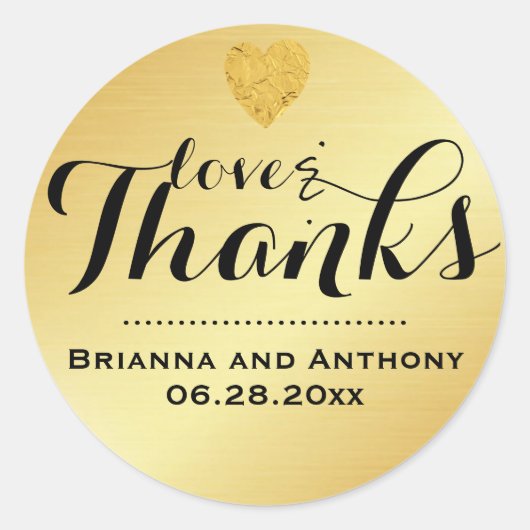Sticker en Merci de Mariage de script Gold Elegant (Devant)